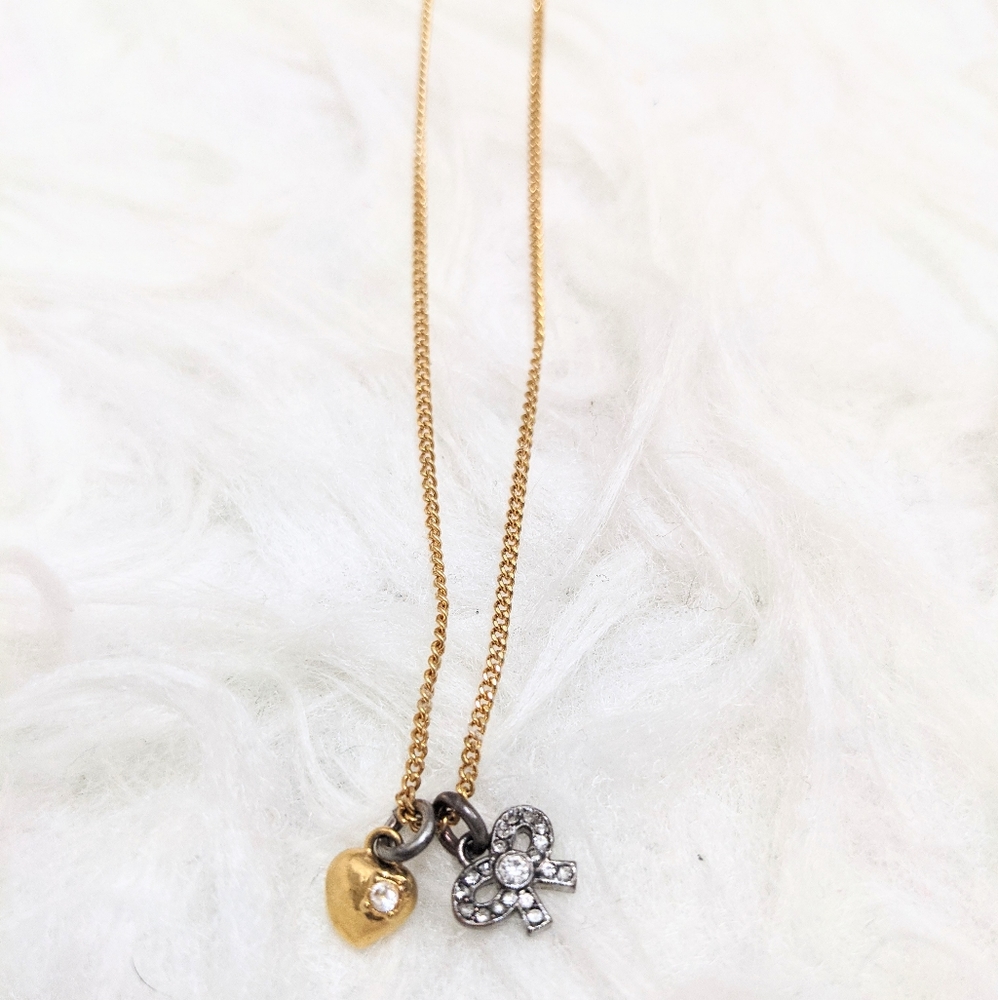 Gold Heart & Bow Necklace